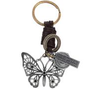 WRITWAA Car Keychain Vintage Bag Keychain Vintage Leather Alloy Butterfly Decorative Pendant Easy to Store Long-term Use Bag Decoration