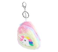 WRITWAA Cartoon Unicorn Coin Pouch with Zipper Design and Keychain, Plush Polyester Material Small Purse for Women, Protective Coin Holder Wallet for Everyday Use