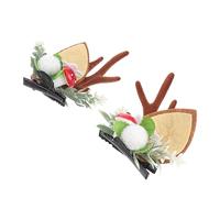 WRITWAA Cat Ears and Reindeer Antlers Hair Accessory Pair Brown Christmas Bobby Pins Hair Jewelry for Women Girls Holiday Party Festival Stage Performance