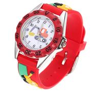 WRITWAA Children Digital Watch Cartoon Kids Electric Quartz Watch Red Silicone Case for Boys and Girls Age 3-10 Suitable for Daily Wear