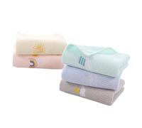 WRITWAA Children’s Cotton Absorbent Hand and Face Towels 5pcs Set Embroidered Cartoon Design, Soft Washcloths for Babies and Toddlers, Multi-color for Daily Home Use