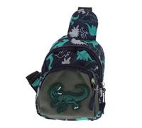 WRITWAA Children's Dinosaur Chest Bag in Blue Nylon with Comfortable Feel and Smooth Zipper, Cartoon Style Waist Pack for Street Photography and Party