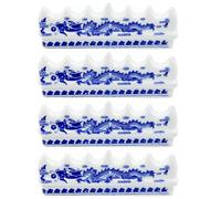 WRITWAA Chinese Calligraphy Pen Rack 4Pcs Blue and White Porcelain Ceramic Brush Supports Seven-Head Glazed Design for Painting and Calligraphy Workspace