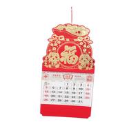 WRITWAA Chinese Lunar Calendar Snake Year Wall Hanging Decor Red Embossed Lucky Charm Plaque Dual-use for Home Office Restaurant Traditional Festival Decoration