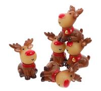 WRITWAA Christmas Reindeer Decorations Mini Resin Elk Figurines Desktop Ornaments for Home Office Xmas Party Decor Micro Landscape
