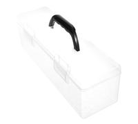 WRITWAA Clear Plastic Paint Brush Storage Case with Handle Large Capacity Transparent Organizer Box for Artists Watercolor Brush Holder for Painting and Craft Supplies
