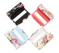 WRITWAA Cloth Lipstick Case Holder Tiny Floral Prints with Mirror 4 Pcs for Ladies to Prevent Lipstick Mess Button Closure Elegant Cosmetic Storage in Handbag