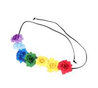 WRITWAA Colorful Flower Headband 2pcs Rainbow Rose Garland Vacation Hair Wreath Photograph Prop Hair Accessories for Women Party Festival