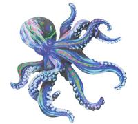 WRITWAA Colorful Metal Octopus Wall Art Decoration Hanging Pendant for Garden Yard Iron Wall Octopus Decor for Indoor Outdoor