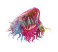 WRITWAA Colorful Short Mermaid Rainbow Wig with Wavy Curly Synthetic Hair for Women Cosplay Halloween Party Unique Vibrant Shades Easy Styling and Natural Look