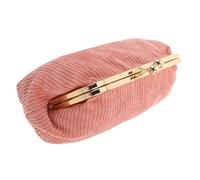 WRITWAA Corduroy Clasp Makeup Bag Large Capacity Snap Closure Cosmetic Pouch Portable for Women Valentine's Day Travel