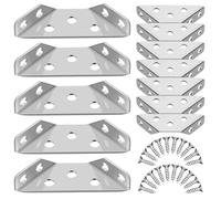 WRITWAA Corner Brace Angle Brackets with Porous Design Thick and Strong 20 Pcs Stainless Steel Trapeziform Design Corner Connectors for Industrial Settings and Office Use
