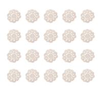 WRITWAA Cotton Crochet Appliques 20Pcs Beige Mini Doilies for Craft Embellishments Hats Skirts Decoration