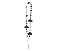 WRITWAA Creative Acrylic Beaded Mobile Phone Chain Heart Shape Wrist-worn Anti-lost Phone Lanyard in Black Anytime Anywhere