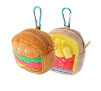 WRITWAA Creative Food Themed Coin Purse Keychain with Zipper Cute Mini Hamburger Fries Bag Accessories Charm for Handbags Backpacks Versatile Wallet Earphone Case Organizer