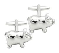 WRITWAA Creative Silver Pig Cufflinks for Men Funny Groom Shirt Accessories Unique Money Box Design for Weddings Business Banquets and Formal Events