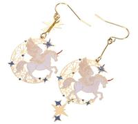 WRITWAA Creative Unicorn Drop Earrings for Women, 1 Pair Asymmetrical Alloy Earrings with Angel Wings and Celestial Horse Design, for Birthday Parties and Weddings
