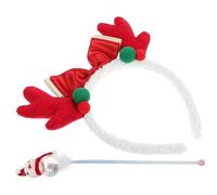 WRITWAA Cute Christmas Antler Hair Hoop Red Plush Reindeer Headband Snowman Stick Props for Parties Family Gatherings and Festive Photos