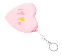 WRITWAA Cute Heart Shaped Plush Coin Purse for Portable Small Pink Pouch with Keyring Soft Plush Material Valentines Day Accessory for Change and Essentials Storage