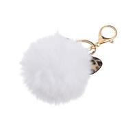 WRITWAA Cute Keyring Furry Ball Keychain Fob Leopard Print for Women Bag Pendant