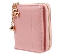 WRITWAA Cute Small Wallet for Women Patent Leather Diamond Clutch Zippered Coin Pocket Pink Card Holder Accordion Wallet