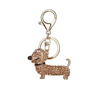 WRITWAA Dachshund Dog Keychain Golden Zinc Alloy Crystal Rhinestones