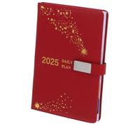 WRITWAA Daily Planner Red English Weekly Monthly Calendar with Integrated To-do Lists Portable Schedule Notebook for Students Professionals Household Organization