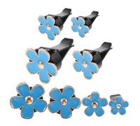WRITWAA Daisy Car Air Freshener Vent Clips 8pcs Floral Alloy Car Diffuser Decorations Blue Five-petal Flower for Auto Interior Scent
