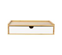 WRITWAA Delicate Abs Practical Box Storage Design Drawer with Bamboo Organizer Modern Style Decorative Storage Case and Bamboo Desktop for Home and Bathroom