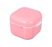 WRITWAA Denture Bath Box: False Teeth Storage Box - Portable Retainer Storage Holder - Aligner Organizer Container - Travel Dental Soak Case for Elderly Pink