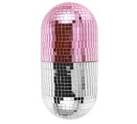 WRITWAA Disco Makeup Brush Organizer, Glass Mirror Cosmetic Brush Canister, Lidded Pen & Lipstick Organizer for Desktop, Beauty Tools Holder for Jewelry, Cosmetic