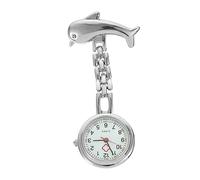 WRITWAA Dolphin-Shaped Nurse Pocket Watch Brooch Stylish Hanging Timepiece for Healthcare Professionals Accurate Timekeeping Silver Design