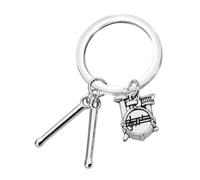 WRITWAA Drum Keychain Drum Stick Pendant Musical Instrument Key Chain Percussion Jewelry Band Keyring for Music Lovers Backpack Charm Student Graduation Keychain Silver Metal