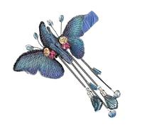 WRITWAA Elegant Blue Butterfly Hairpins with Rhinestone and Fabric Material, Convenient for Using and Embellishing Hair, Hair Accessories for Birthday and Prom Occasions