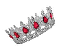 WRITWAA Elegant Bride Crown Silver Red Wedding Headdress Fashion Headwear for Women Chic Party Hair Ornament Unique Baroque Design for Special Occasions