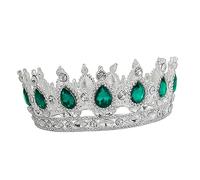 WRITWAA Elegant Bride Crown Wedding Headdress Unique Silver and Green Baroque Design Hair Ornament for Women for Weddings Special Parties Prom and Photo Props