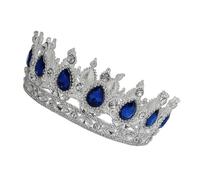 WRITWAA Elegant Bride Crown with Dark Blue Rhinestones Fashion Headwear for Weddings Parties Special Occasions Unique Silver Headdress Accessory for Women