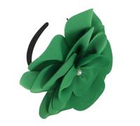 WRITWAA Elegant Floral Hat Band with Pearl Embellishments, Large Green Flower Fascinators Headband for Bridal and Party Ceremonies, Comfortable Polyester Material Hair Accessory
