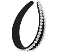 WRITWAA Elegant Pearl Velvet Headband for Women, Lightweight Non-slip Hair Band with Double Row Pearls, for Daily Wear and Face Washing, Simple and Stylish Hair Accessory