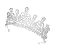 WRITWAA Elegant Silver Pearl Crown Headband for Women Comfortable Zinc Alloy Birthday Tiara with Imitation Pearls and Rhinestones, Party Accessory