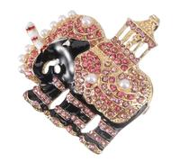 WRITWAA Elephant Shaped Rhinestone Brooch Alloy Pin for Suit Accessory with Pink Detail, Multi-purpose Costume Decoration for Daily Wearing and Celebrations