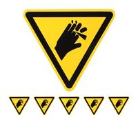 WRITWAA Emergency Stop Warning Stickers 6Pcs Adhesive Hand Cutting Warning Labels for Machinery Mechanical Hazard Signs in Industrial Environments