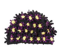 WRITWAA Extra Large Flower Swim Cap for Women with Long Hair, Black Polyester Swimming Hat, Reduces Friction Resistance and Decorative, Comfortable Swim Cap for Swimming