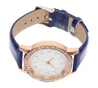 WRITWAA Fashionable Pu Strap Watch for Women Lightweight Adjustable Wristwatch with Delicate Design for Casual and Office Wear Elegant Rose Gold and Blue Color