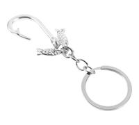 WRITWAA Fishing Fish Hook Keychain Ornament with Sturdy Alloy Structure and Smooth Surface, Unique Silver Key Chain Pendant for Backpack Or Headphone Case Charm