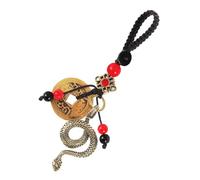 WRITWAA Five Yellow Brass Snake Keychain Amulet for Luck and Prosperity Vintage Car Pendant Design for Feng Shui and