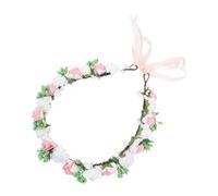 WRITWAA Flower Ribbon Wreath Headband Floral Headdress for Weddings Birthdays and Photography Props Delicate Design Ribbon for Comfortable Fit and Romantic Feel