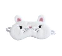 WRITWAA Fluffy Cat Design White Eye Mask for Sleeping with Smooth Fabric and No Pressure on Eyes, Lightweight Night Blindfold for Travel and Naps
