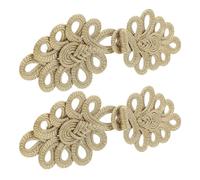 WRITWAA Frog Closure Chinese Knots Buttons 2Pcs Gold Color Nine-Hole Fasteners for Coat, Suit and Sweater Sewing, for Costume and Cloak Accessories