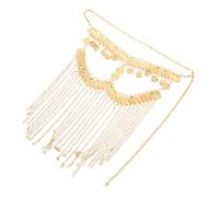 WRITWAA Golden Alloy Belly Dancer Veil Mask with Exotic Tassels, Ancient Style Dance Accessory Preventing Skin Irritation, for Arabian Costume and Tribal Dance Parties